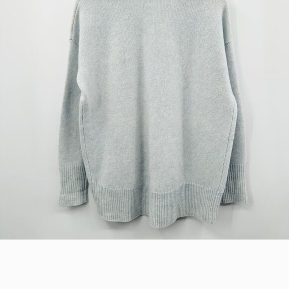 Magaschoni 100% Cashmere Open Cardigan Size Medium in Light Ice Blue Marled - Picture 2 of 8